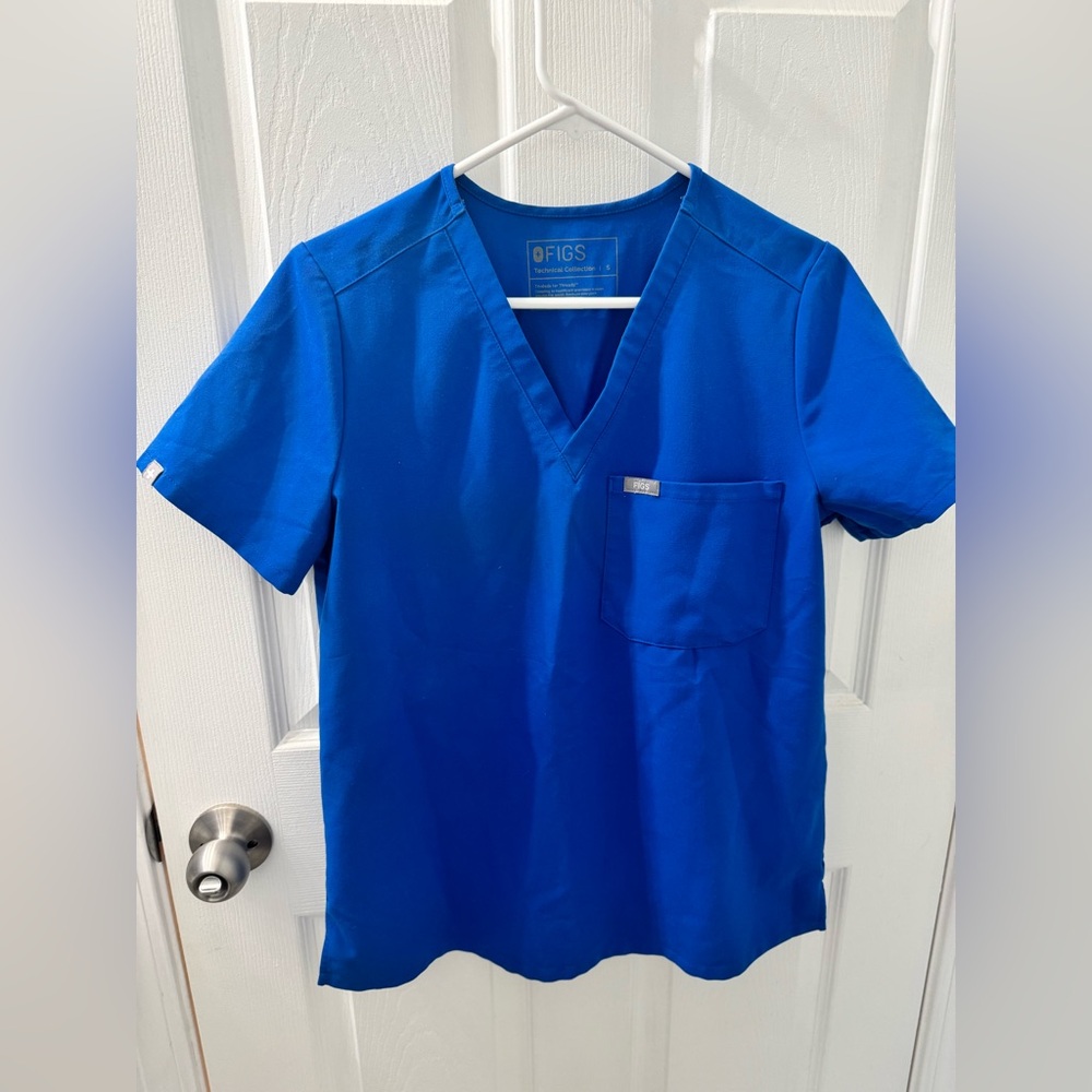 FIGS Royal Blue Catarina 1 pocket Scrub Top - SMALL